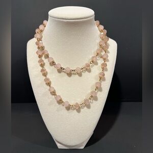 Pink beaded layered necklace